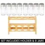 mDesign Bambus Küchenschrank, Speisekammer, Regal Organizer Gewürzregal - 2stufige Lagerung, Umweltfreundlich, Vielseitig, Enthält 8 Glasbehälter - Natürliche Holzfarbe
