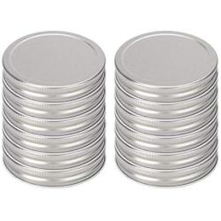 uxcell 12 Pcs Iron Regular Mouth Mason Jar Lids with Sealing Rings Food Storage Caps for Mason Canning Ball Jars Silver Tone