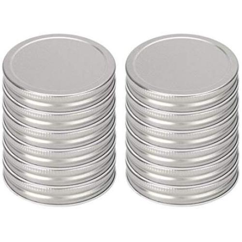 uxcell 12 Pcs Iron Regular Mouth Mason Jar Lids with Sealing Rings Food Storage Caps for Mason Canning Ball Jars Silver Tone