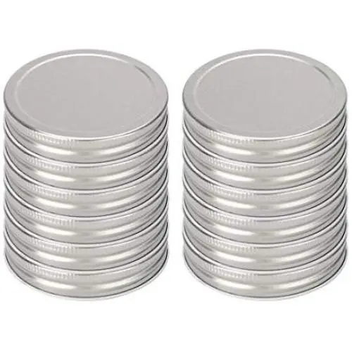 12er Eisenglas Mason Jar Deckel mit Dichtung für Food Storage Caps, Silberton.