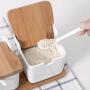 Bowls Spice Jars with Spoon and Box Porcelain and Bamboo Cover - Storage Container Spice jar,1