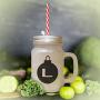 Brown&quotL" Christmas Tree Toy Monogram L Frosted Glass Mason Jar With Straw