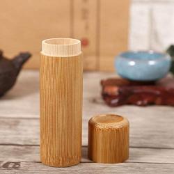 Bamboo Tea Jar,1Pcs Round Portable Storage Container Handmade Vintage Fragrant Leaves Box with Lid(3 x 13cm)