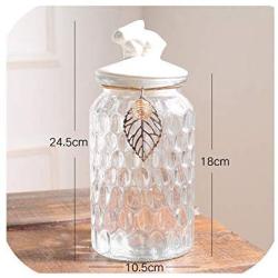 Transparent crystal storage jar candy jar creative snack storage jar practical transparent glass bottle kitchen storage tank,1pcs-L