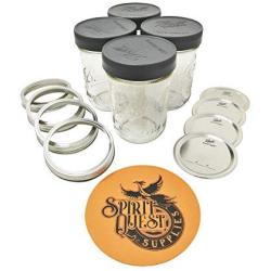 Ball Pint Mason Jars with Storage Lids and Jar Opener (16oz WM - 4 Jar Bundle)