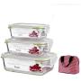 Kitchen Food Storage Jar Airtight Food Storage Glass Food Storage Container (Set Of 3) BPA Free With Lid Bowl Microwave Oven Dishwasher Sealed With Leak Proof Reusable