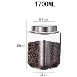 Sealed jar Glass With lid Household Glass Jars/Storage jar Assorted collection of airtight vintage dry food Containers 1700ml（1.7L） (Size : 1700ml1)