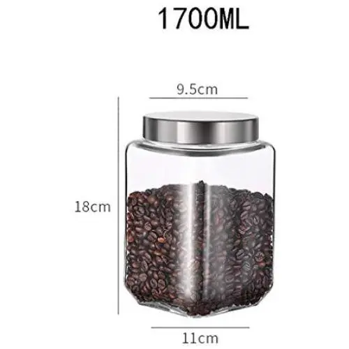 Bocal en verre étanche avec couvercle, pot de rangement en verre, collection variée de contenants en verre étanches pour aliments secs, 1700ml (1,7L) Bocal en verre étanche avec couvercle, pot de rangement en verre, collection variée de contenants en verre étanches pour aliments secs, 1700ml (1,7L)