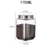 Bocal en verre étanche avec couvercle, pot de rangement en verre, collection variée de contenants en verre étanches pour aliments secs, 1700ml (1,7L) Bocal en verre étanche avec couvercle, pot de rangement en verre, collection variée de contenants en verre étanches pour aliments secs, 1700ml (1,7L)