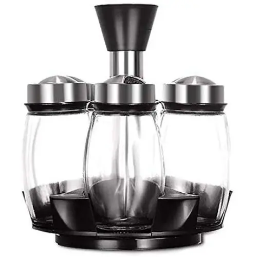 Rotating Spice Rack, with 6 Glass Spice Jars, Seasoning Organizer Storage Containers, Thicken Bottom, Revolving Spice Rack Set for Home, Restaurant, Hotel, Kitchen Rotating Spice Rack, with 6 Glass Spice Jars, Seasoning Organizer Storage Containers, Thicken Bottom, Revolving Spice Rack Set for Home, Restaurant, Hotel, Kitchen