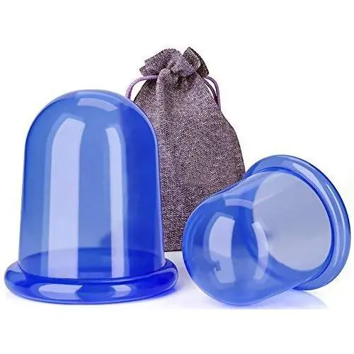 Silikonsaugglas-Set zur Cupping-Therapie – Cellulite Massage, Cellulite Entferner, Körper-Vakuum-Massage, Chinesische Akupunktur, Anti-Aging, Faltenreduktion (2 Cups, Blau)