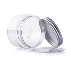 2PCS 100ml 3.4oz Empty Refillable Plastic Clear Wide Mouthed Bottle Box With Liner and Screw Aluminium Cap Cosmetic Cream Makeup Facial Jar Pot Container