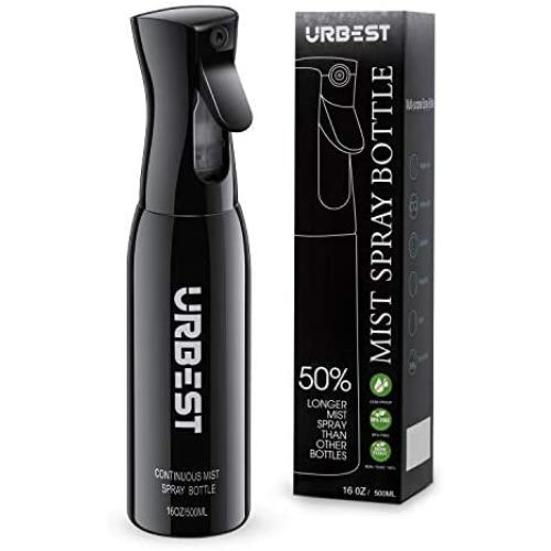 Hair Spray Bottle 16 OZ-Continuous Water Mister Spray Bottle Empty-Fine Mist Salon Spray Bottles-360 Bottle Sprayer for Travel,Barber Hair Styling,Plants, Cleaning, Misting & Skin Care-Black