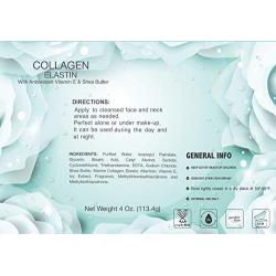 Collagen Elastin Cream with Antioxidant Vitamin E & Shea Butter by Lawrens Cosmetics - Hydration - Firmness - Elasticity - 4 oz