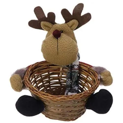 Weihnachts-Süßigkeitenkorb Xmas Aufbewahrungsbehälter Obstbehälter Korb Schale Weihnachtsfeier Geschenkhalter für Heimparty Dekoration (Elch)
