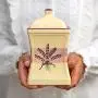 Stadt zu Cottage Handgemachte Lavendel-Blumen Gelbe und Creme Große Keramik 31,5 oz/900ml Küchen-Aufbewahrungsglas mit Deckel | Tonkanister, Keksdose, Wohngifts Geschenk