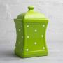 City to Cottage Handmade Lime Green and White Polka Dot Large Ceramic 31.5oz/900ml Kitchen Storage Jar with Lid | Pottery Canister, Cookie Jar, Housewarming Gift