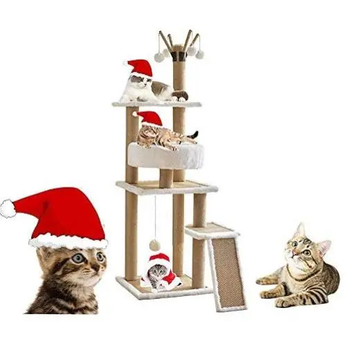 Jueapu Katzenbaum Mehrstöckig mit Sisal, Große Katzennest-Plattform, Katzenklettergerüst, Katzenhohlraum, Katzenspringplattform, Katzenspielzeug für Haustiere, ideal zur Unterhaltung von Fellballen