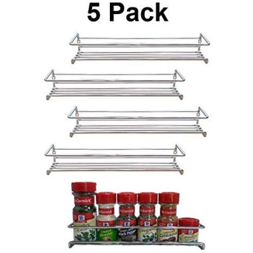 Premium Presents 5 Pack. Wall Mount Spice Rack Organizer for Cabinet. Spice Shelf. Seasoning Organizer. Pantry Door Organizer. Spice Storage. 12 x 3 x 3 inches Brand