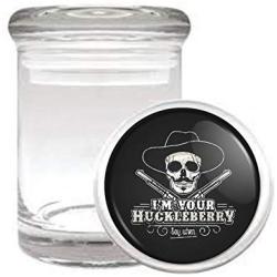 HuckleBerry Say When Skull Western Medical Odorless Glass Jar