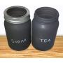 Round Mason Jar and Lid with Black Chalkboard Finish. One White Chalk Marker included! (2, 32oz)