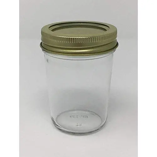 8 oz Mason (Jelly) Half Pint Glas Jars mit Gold 2-teiligen Metalldeckeln von Richards Packaging, 12er Packung für die Haltbarkeit, gebogenes Design