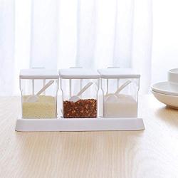 HOMELUNY Set of 4 Kitchen Spice Box Set Seasoning Jar Home Combination Oil Salt Pot MSG Chicken Condiment Bottle for Candy, Cookie, Rice, Sugar,Flour,Snacks Keeping Food Dry & Fresh apricot