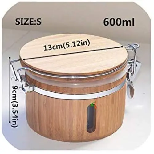 Kitchen Storage Jars For Bulk Products Container With Lid Organizer Easy Lock Case Airtight Cans Receive Spice Box Wooden,B028-1S
