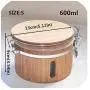 Kitchen Storage Jars For Bulk Products Container With Lid Organizer Easy Lock Case Airtight Cans Receive Spice Box Wooden,B028-1S