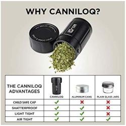 Canniloq - 120cc Jet Black - Premium Reinforced Polymer Odor Smell Proof Child Resistant Container and Airtight Stash Jar for Herbs, Pills Coffee, Spices, Tea and Other Dry Goods