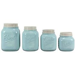 Blue Ceramic Mason Jar Canister Set (Set of 4) by ZallZo