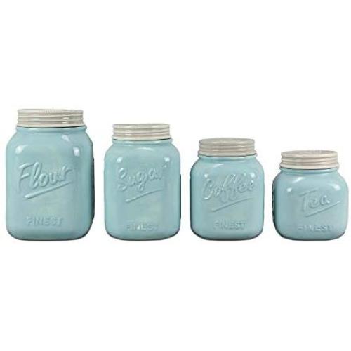 Blue Ceramic Mason Jar Canister Set (Set of 4) by ZallZo