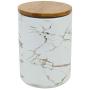 Rabinyod Bulan Marble Ceramic Kitchen Food Storage Canister with Bamboo Lid White and Large