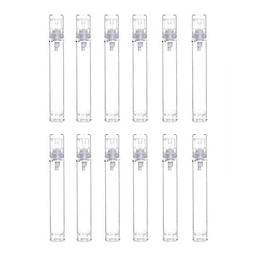 12Pcs Portable Empty Refillable Clear Plastic Airless Vacuum Pump Bottle Cosmetic Make-up Cream Lotion Sample Packing Toiletries Liquid Storage Container Vial Jars(15ml/0.5oz)