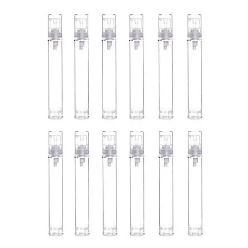 12Pcs Portable Empty Refillable Clear Plastic Airless Vacuum Pump Bottle Cosmetic Make-up Cream Lotion Sample Packing Toiletries Liquid Storage Container Vial Jars(15ml/0.5oz)