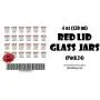 Klean Shop Jam Jars With Lids ? Red Lid Jam Jar Set ? Fruit Mason Jar ? Glass Jam Canning Jars ? DIY 50ml, 100ml, 150ml, 200ml, 250ml, 380ml 24 Pack Jars- Perfect for Jam Storing, Pickles