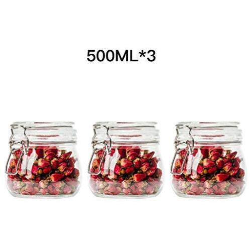 Sealed jar glass Transparent Moisture proof Household Glass bottle storage jar Storage tank Storage bottle Multiple sizes (Size : H)