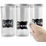 Tall Clear Plastic Canisters w Lids and Labels (3-Pack, 2.5 quart / 10 cup capacity); 10-inch High BPA-free PET Plastic 80oz Jars Great for Food & Home Storage, White Lids, Chalk Labels