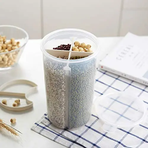 Conteneur de Rangement en Plastique 4 Compartiments Sunshay avec Couvercle Étanchier, Conteneur de Rangement pour Céréales, Conteneurs de Rangement pour Aliments Secs, Doseur Étanchier. Conteneur de Rangement en Plastique 4 Compartiments Sunshay avec Couvercle Étanchier, Conteneur de Rangement pour Céréales, Conteneurs de Rangement pour Aliments Secs, Doseur Étanchier.