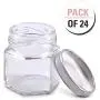 1,5 oz Hexagon Mini Glasbehälter mit Silberverschlüssen und Etiketten (Pack von 24)