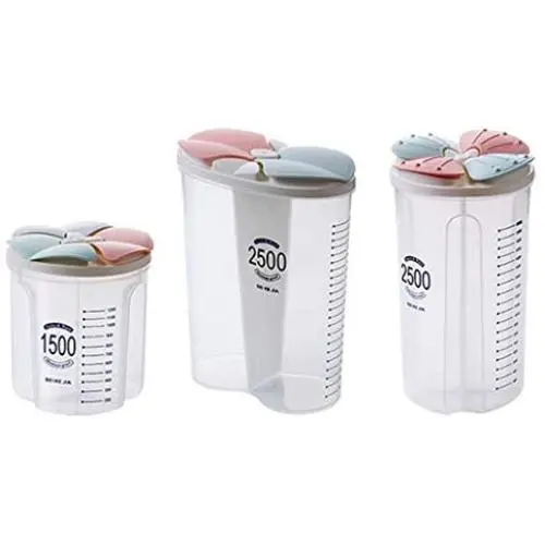 Contenants en plastique pour stockage alimentaire avec couvercles, sans BPA, grands, pour stockage de céréales, pot à biscuits, pour l'organisation de la cuisine, boîtes à sucre, 3 pièces, 1,5L/2,5L Contenants en plastique pour stockage alimentaire avec couvercles, sans BPA, grands, pour stockage de céréales, pot à biscuits, pour l'organisation de la cuisine, boîtes à sucre, 3 pièces, 1,5L/2,5L