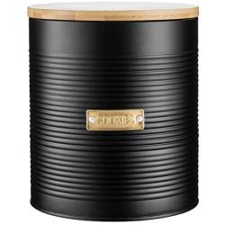 Typhoon Living Airtight Biscuit/Cookie Storage Canister with Bamboo Lid, 3.4 Litre, Matte Black/Gold