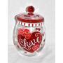 New 10" Red & Pink Hearts Love with Red Roses Glass Candy Jar Canister with Lid