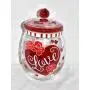 New 10" Red & Pink Hearts Love with Red Roses Glass Candy Jar Canister with Lid New 10" Red & Pink Hearts Love with Red Roses Glass Candy Jar Canister with Lid