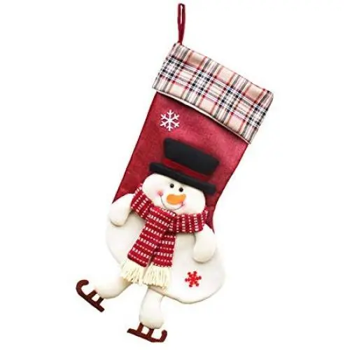BlagenertJ Hängeweihnachtsschünkel 3D Elch Schneemann Santa Geschenkbeutel Süßigkeiten Aufbewahrungsbeutel für Weihnachtsbedarf Schneemann