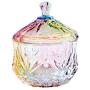 Colias Wing Colorful Crystal Glass Ribbed Apothecary Jars/Candy Buffet Canisters/Candy Buffet Storage Container/Kitchen Food Storage Jars with Lid(8.8 OZ)-Small