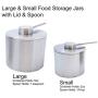 Salt Cellar, Spice Jars Stainless Steel, Grind Gourmet Storage Spice Jars Silver Cellar With Spoon Solid Stainless Steel Holder (Large, Silver)