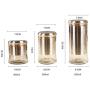 Cwg Set of 3 Stainless Steel Glass Airtight Canister Tea Sugar and Coffee Storage Canister Jars