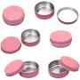 Healthcom 12 Pack 5 Oz Round Aluminum Tin Cans Screw Top Metal Steel Tins 150ml Lip Balm Tin Jars Cosmetic Containers Sample Favors Tins Food Storage Organization for Tea Salve Spice Candies(Pink)