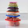 uirend Rectangular Crisper Boxes - 7PCS Storage Jars Rainbow Plastic Tubs Microwave Freezer Box Ideal for Lunches and Meal Prep